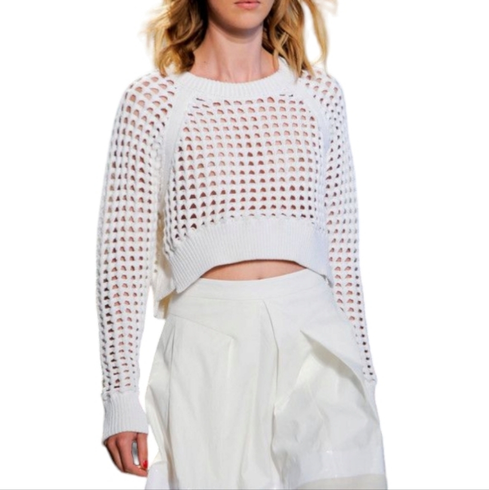 Rebecca Taylor White Cropped Sweater